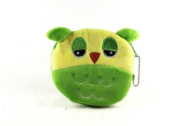 YIYOHI 2016 Hot Sale Kawaii Cartoon Beetles/Owl / BeesChildren Plush Coin Purse Zip Change Purse Wallet Kids Girl Women For Gift