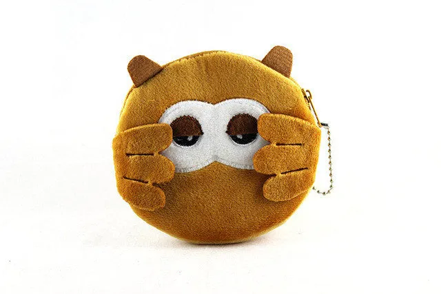 YIYOHI 2016 Hot Sale Kawaii Cartoon Beetles/Owl / BeesChildren Plush Coin Purse Zip Change Purse Wallet Kids Girl Women For Gift