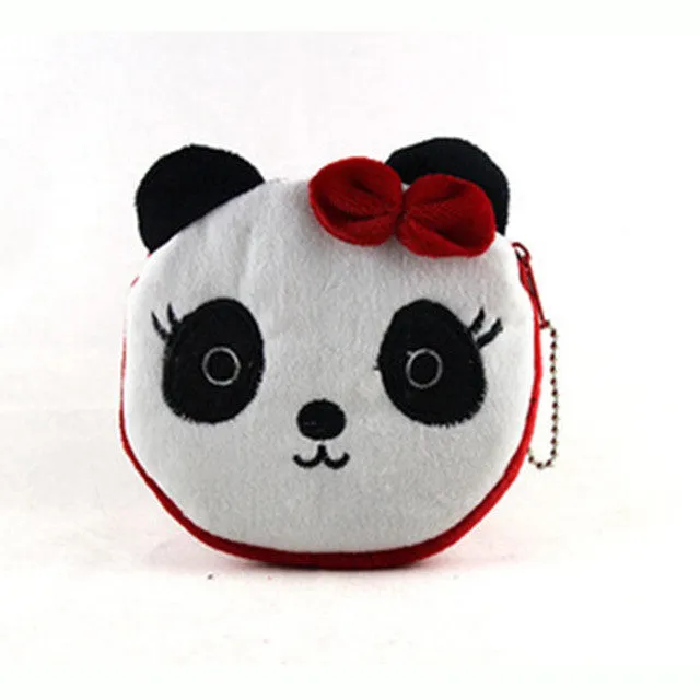 YIYOHI Hot On Sale Kawaii Cartoon Panda/Squirrel Children Plush Coin Bag  Purse Zip Change Purse Wallet Kids Girl Women For Gift