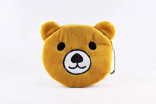 YIYOHI Hot On Sale Kawaii Cartoon Panda/Squirrel Children Plush Coin Bag  Purse Zip Change Purse Wallet Kids Girl Women For Gift