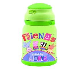 Youp Stainless Steel Insulated Green Color Peppa Pig Kids Sipper Bottle Chase - 450ml