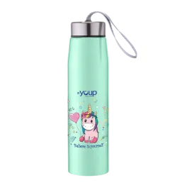 Youp Stainless steel insulated green color Unicorn kids water bottle ABBY - 500 ml