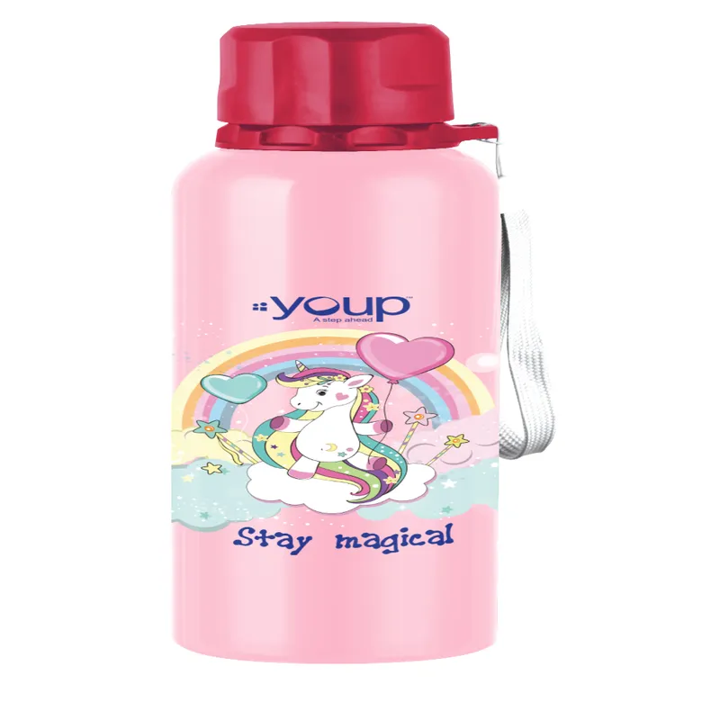 Youp Stainless steel pink color Unicorn kids water bottle OCEAN  - 750 ml